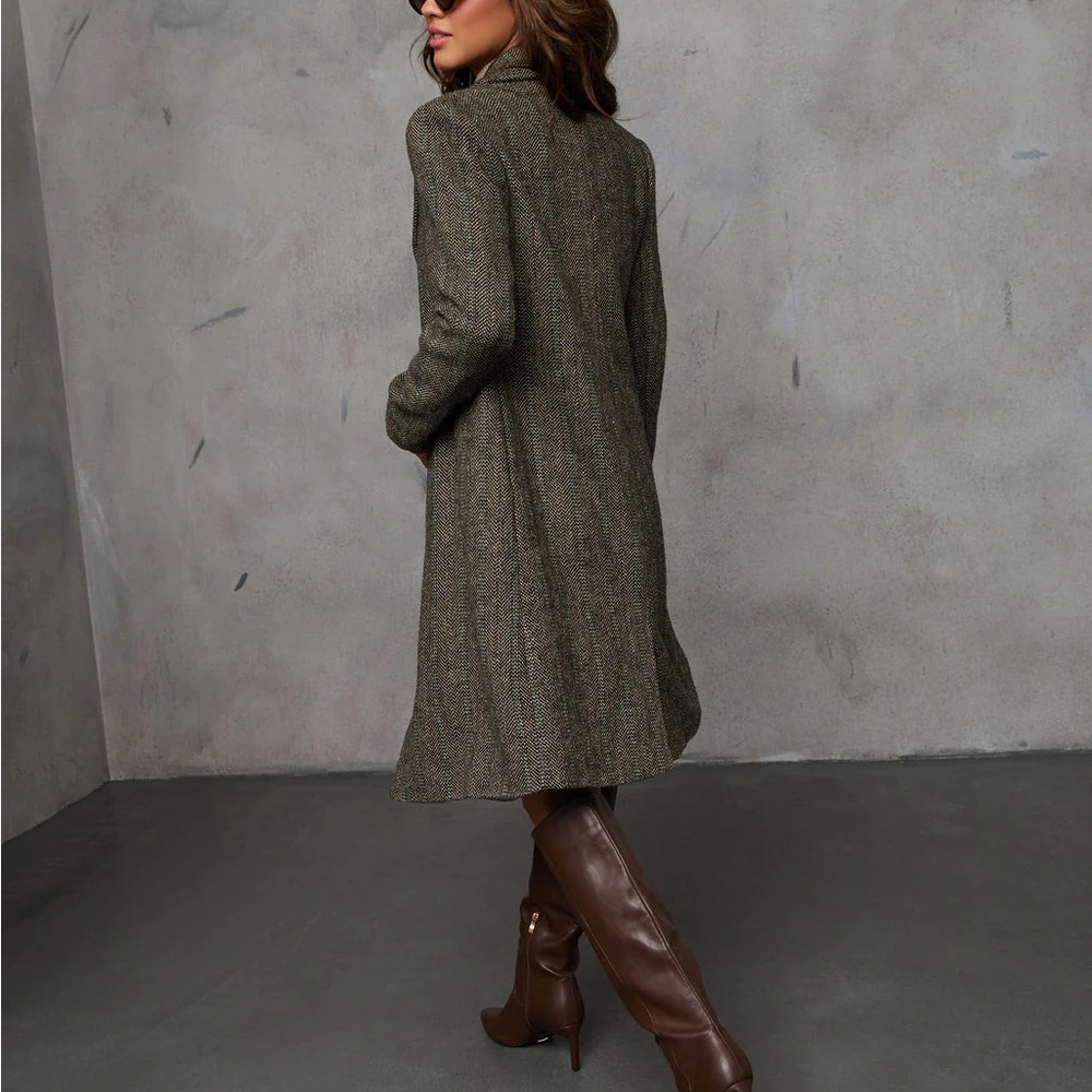 Vici On the Road Herringbone Print Trench Coat - Picture 2 of 4